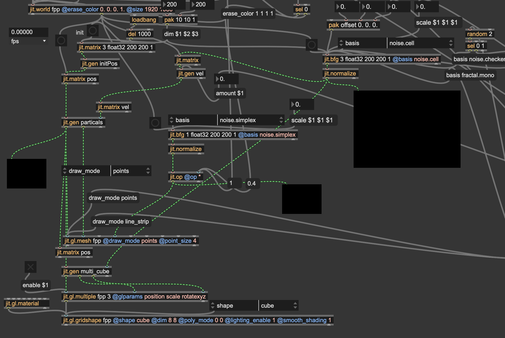 Max/MSP Jitter patch overview used during the making of Fragment