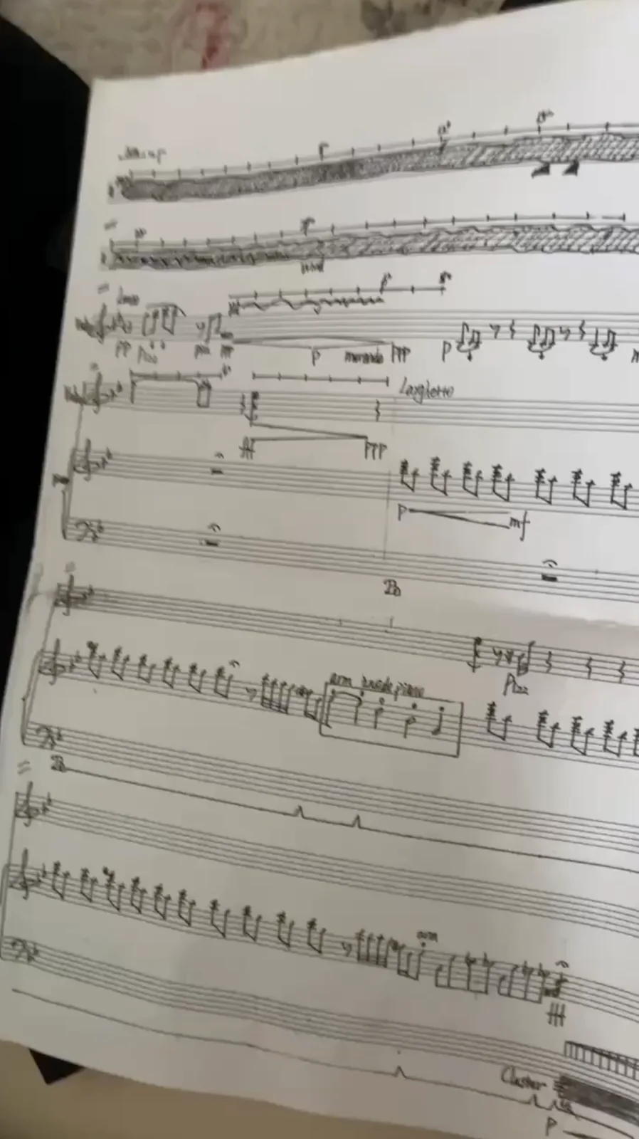 Original handwritten score page 1 for Untitled, 2003