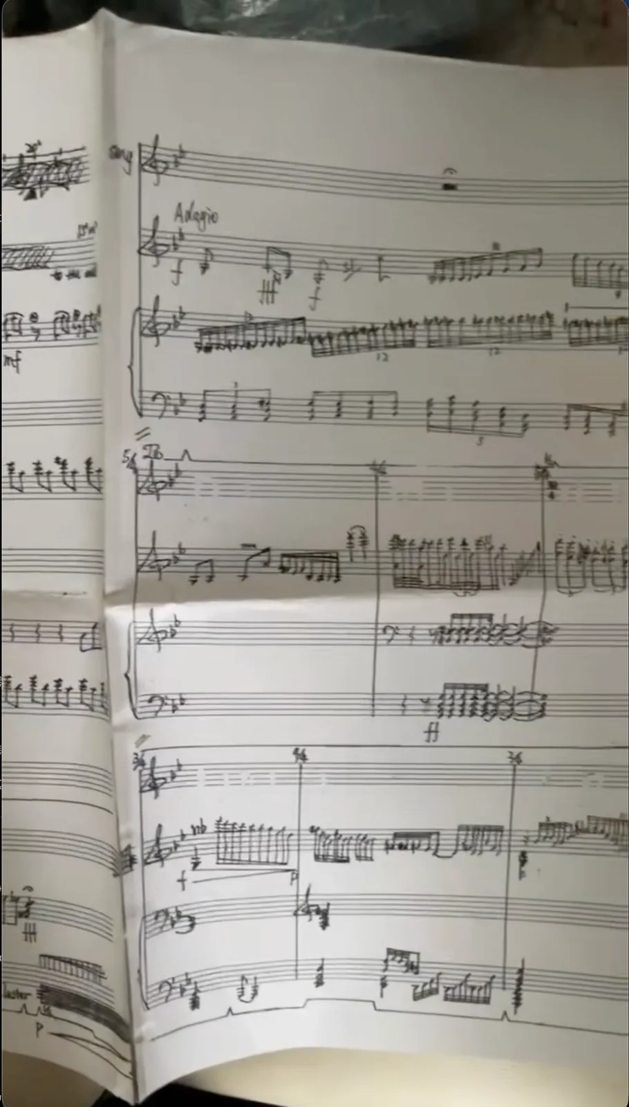 Original handwritten score page 2 for Untitled, 2003