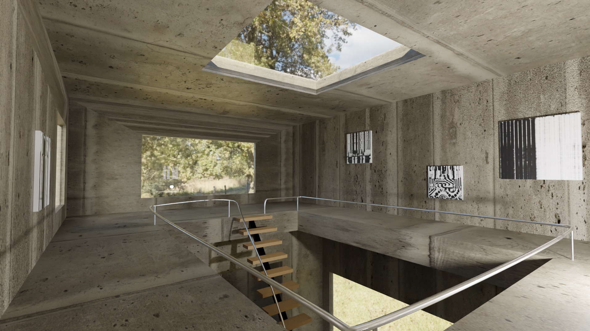 Atrium and upper-level view in The Vintage Drawings virtual exhibition.
