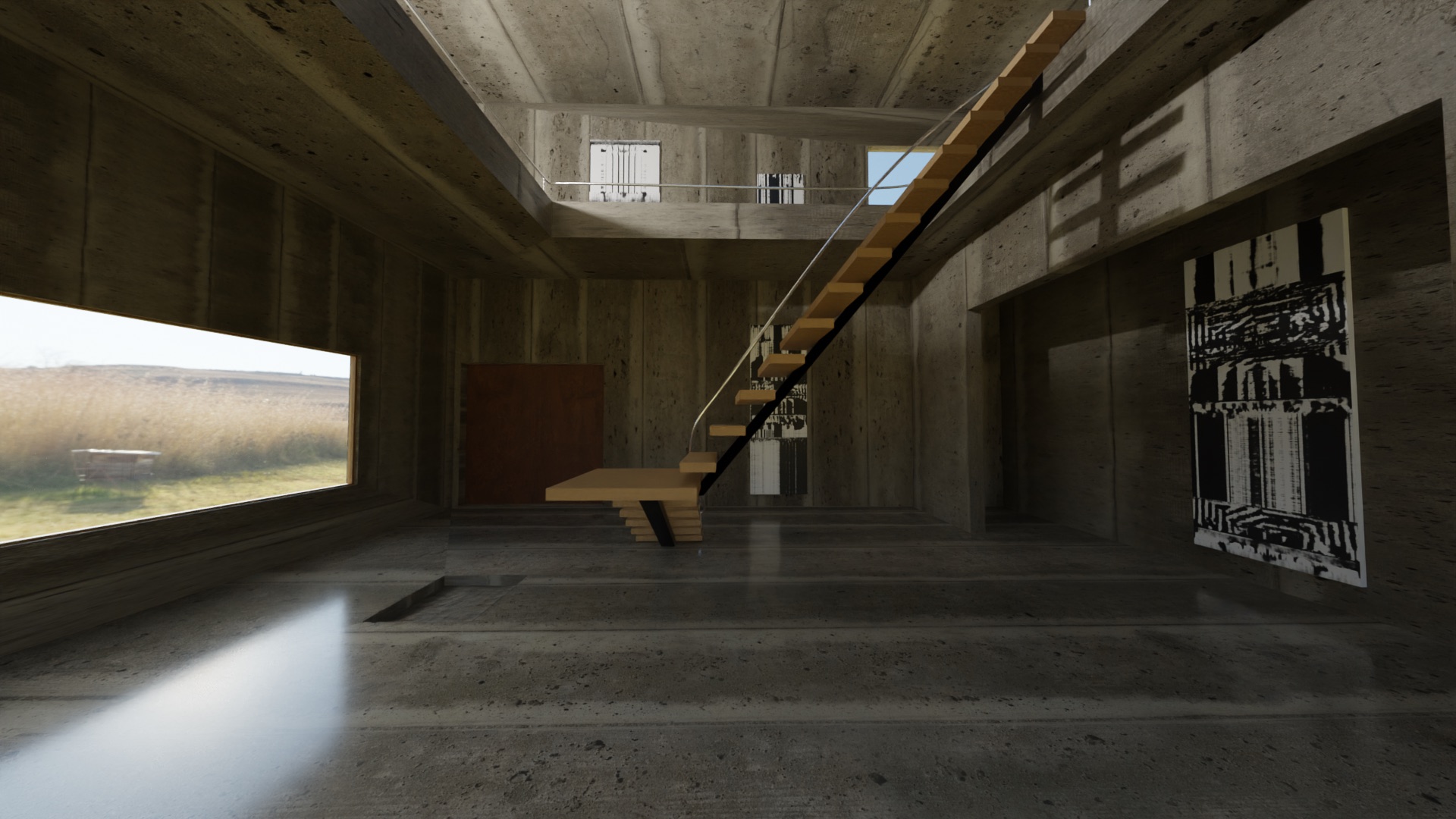 Ground-level architectural view in The Vintage Drawings virtual exhibition.